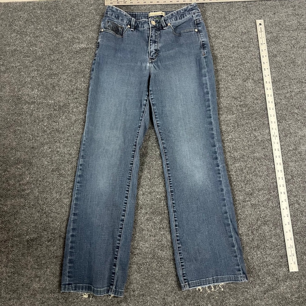 Blue House Drive Jeans Womens Size 6 Blue Straight Leg Embroidered Stretch Denim